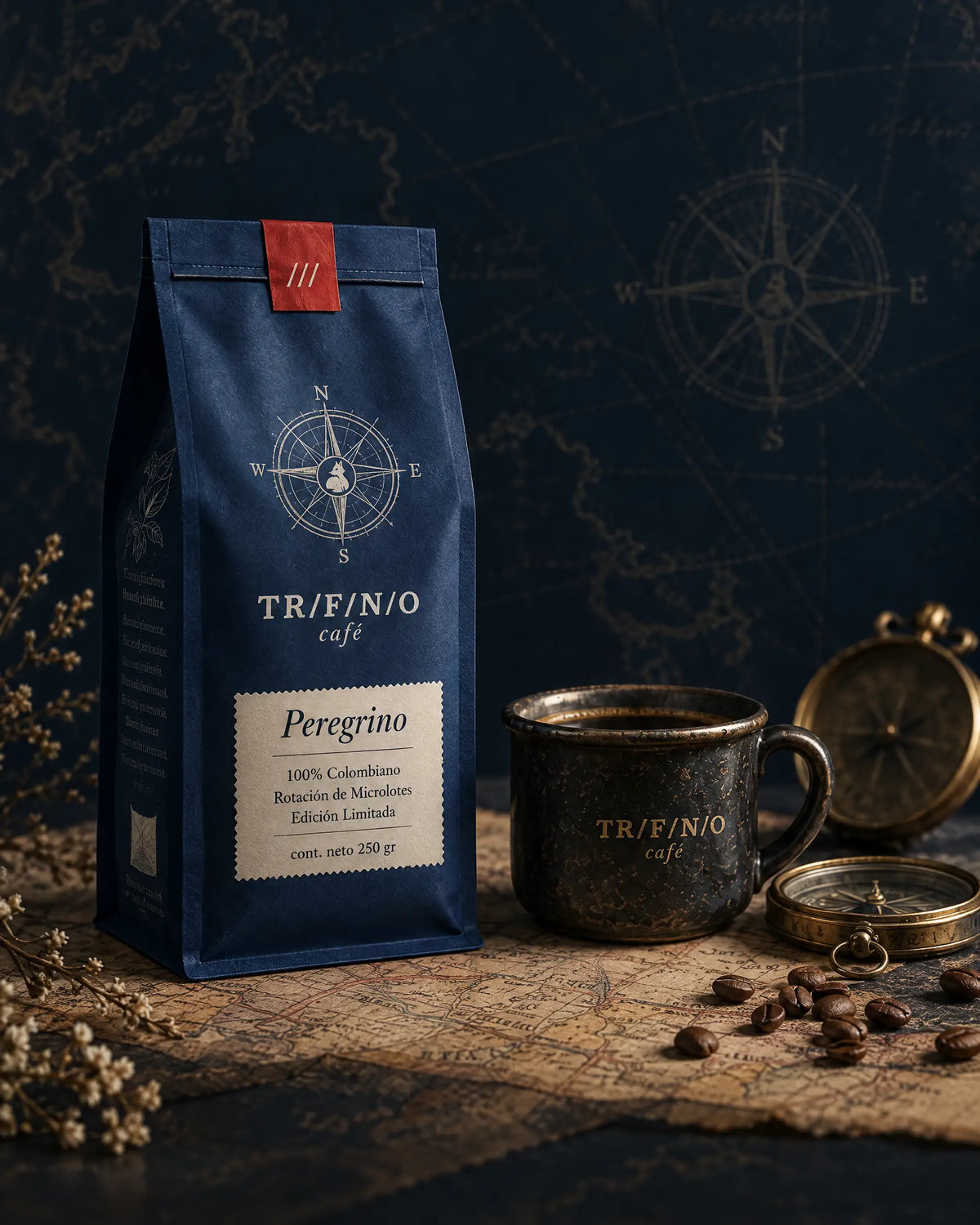 Cafe Peregrino Trifinio en escena nocturna